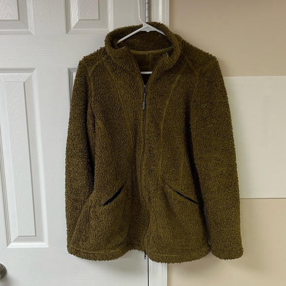 Athleta Cozy Brown Sherpa Zip Up Jacket - Picture 1 of 5